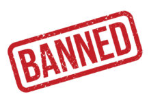 Red stamped text reading banned diagonally across image