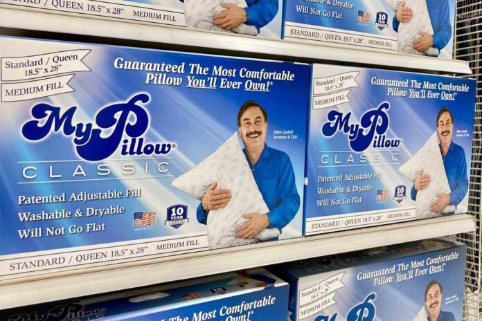 shutterstock_2095641403.jpg featured image Mike Lindell on MyPillow boxes