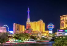 Las Vegas Strip at night with neon lights