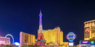 Las Vegas Strip at night with neon lights