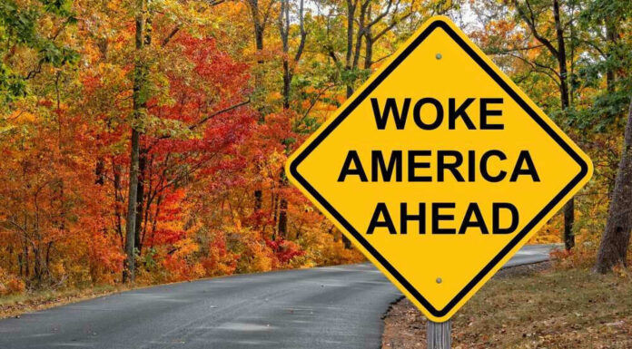 Woke America Ahead sign