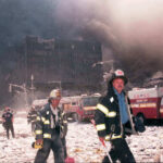 Firefighters at World Trade Center debris aftermath