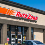 Exterior view of an AutoZone store with signage