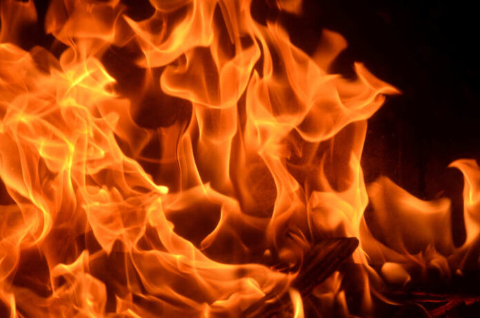 Close-up of vibrant flames with an orange glow