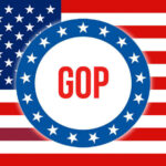 American flag with GOP in a star circle.