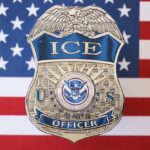 ICE “Drawdown” Deal Hinges THIS On One Thing ICE officer badge displayed against an American flag background