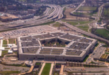 Aerial view of the Pentagon surrounded by roads