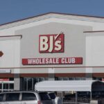 Exterior view of BJ's Wholesale Club with curbside pickup sign