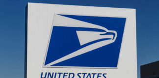 United States Postal Service sign featuring the USPS logo
