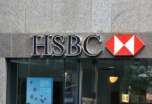 HSBC bank logo displayed on a building facade