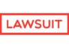 The word 'LAWSUIT' displayed in bold red letters within a rectangular border