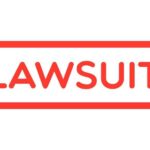 The word 'LAWSUIT' displayed in bold red letters within a rectangular border