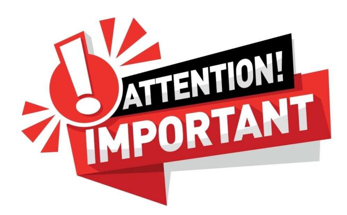 Graphic design featuring an attention alert with the word 'IMPORTANT'