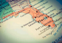 Map highlighting Floridas major cities and roads.