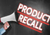 RECALL: Handles Pose Burn Risk Megaphone and Product Recall text on chalkboard.