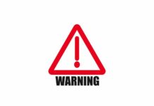 Red warning sign with an exclamation mark