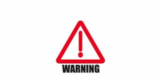 Red warning sign with an exclamation mark