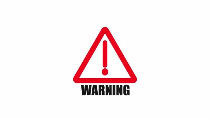 Red warning sign with an exclamation mark