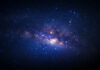 Starry night sky with bright Milky Way galaxy
