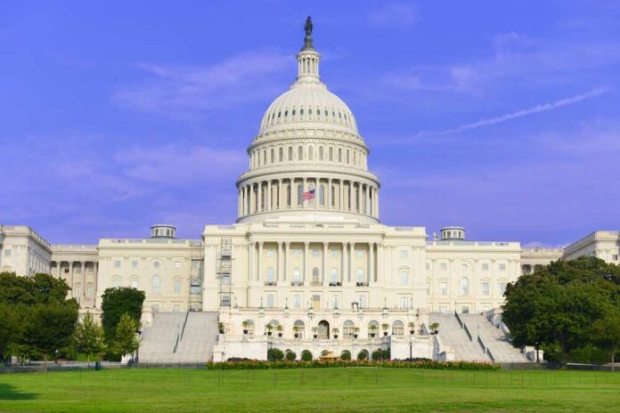 United States Capitol building with dome and steps