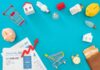 War Tax Sneaks Into Every Receipt Household bills, piggy banks, and energy items on blue background