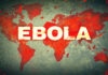 World map with bold Ebola text over red outbreak theme