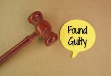 GUILTY: Au Pair Affair Turned Deadly A wooden gavel next to a yellow speech bubble that says 'Found Guilty'