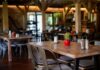 New Flavor Coming To Popular Fast Food Restaurant Interior of a cozy restaurant with wooden tables and decorative plants
