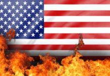 Border Pipeline Into U.S. Tied To Communist Country? American flag in flames