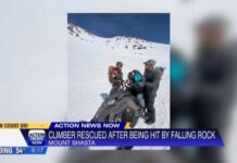 Novice Climb Turns Near-Fatal Falling rock strikes climber high on Mount Shasta above Avalanche Gulch