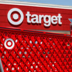 Red shopping cart in front of a Target store