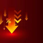Gas Prices PLUNGE — What’s Behind It? Graphic representation of downward arrows and a percentage symbol on a red background