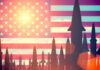 Missile Depletion Exposed — Now What? Missiles silhouetted against American flag background with sunset.