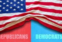 Florida Showdown: Donalds Vs. Jolly American flag draped over a divided background representing Republicans and Democrats