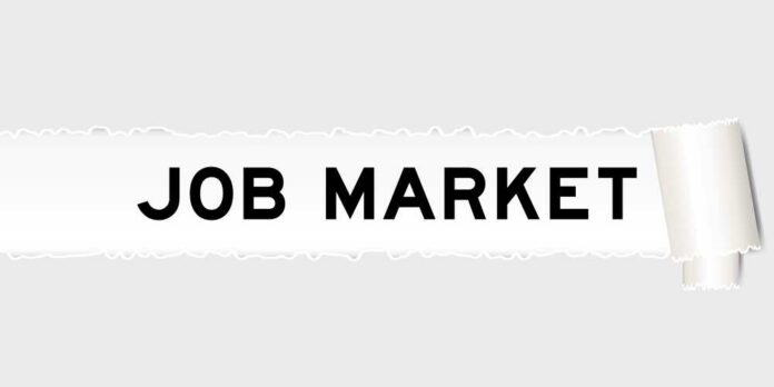 shutterstock_2353253651 Text banner displaying 'JOB MARKET' on a light background