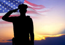 Police Stalking Allegations Ignite Backlash Silhouette of soldier saluting in front of flag