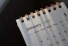 Shock Sellout: Launch Day Pushed To 2027 Close-up of a spiral-bound calendar opened to January 2027